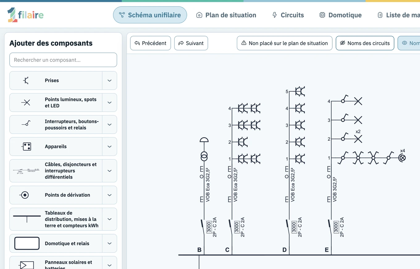 Single-line diagram in the 1wire editor