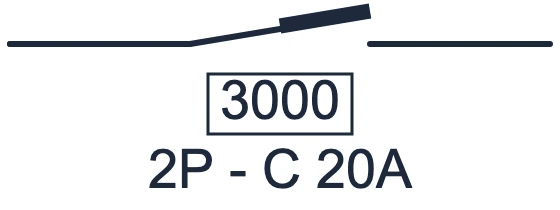 2-pole circuit breaker symbol in a single-line diagram