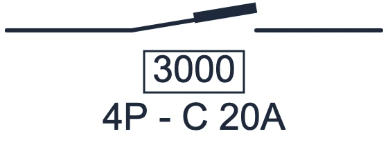 4-pole circuit breaker symbol in a single-line diagram