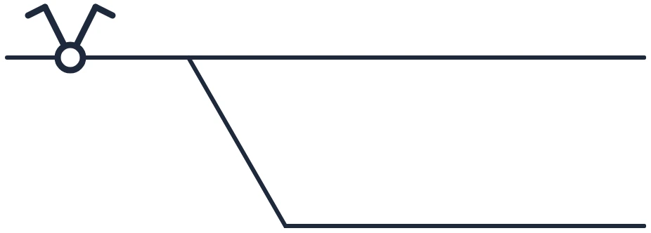 Changeover switch with two branches symbol in a single-line diagram