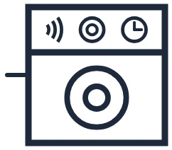 Domotics push button control symbol in a single-line diagram