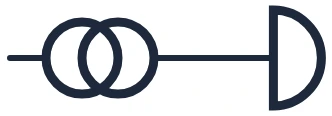 Doorbell with transformer symbol in a single-line diagram