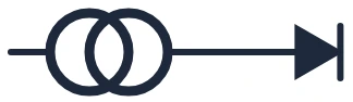 LED with transformer symbol in a single-line diagram