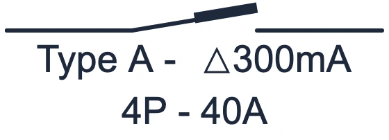 Main differential switch 300 mA 4-pole symbol in a single-line diagram