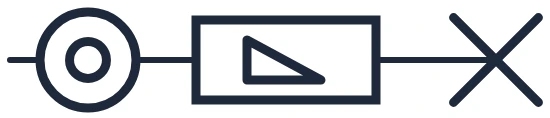 Push button + dimmer + light point symbol in a single-line diagram