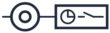 Push button with timer switch symbol in a single-line diagram