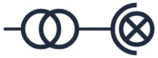 Spotlight with transformer symbol in a single-line diagram